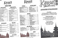 Kansai Japanese Steakhouse menu