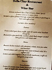 Bella Char Restaurant & Wine Bar menu