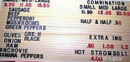 Dave's Pizza menu