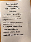 Vincellérház menu