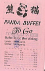 Panda Buffet menu