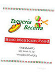 Taqueria Becerra menu