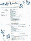 Sidi Bou London menu