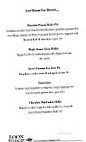 Loon Lodge menu