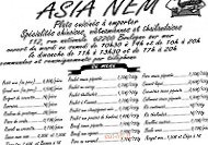 Asia Nem II menu