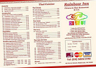 Rainbow Inn Chinese Thai menu