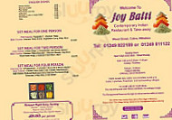 Joy Balti House menu