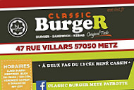 Classic Burger menu