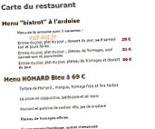 La Vigne d'Adam menu