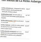 La Petite Auberge menu