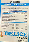 Delice Kebab menu