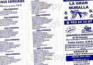 La Gran Muralla menu