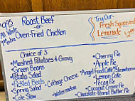 Sale Barn Cafe menu