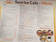 Sunrise Cafe menu