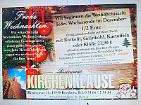 Kirchenklause menu