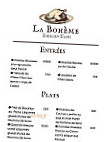 La Bohème menu