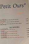 Le Petit Ours menu