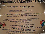 Pizzeria Paradiso Da Toni menu