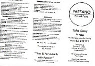 Paesano Pizza Pasta menu