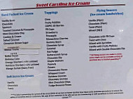 Sweet Carolina Ice Cream menu