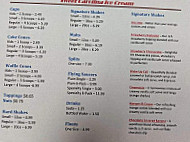 Sweet Carolina Ice Cream menu