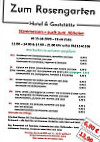 Hotel & Gaststatte Zum Rosengarten menu