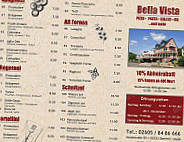 Bella Vista menu