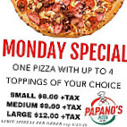 A Papano's Pizza menu