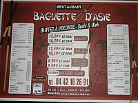 Baguette d'Asie menu