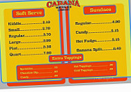 Cabana Water Ice Co menu