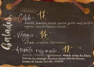 Le Chalet menu