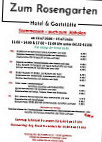 Hotel & Gaststatte Zum Rosengarten menu