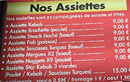 Star Kebab menu