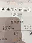 La Fontaine D'Italie menu