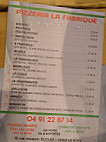 La Fabrique menu