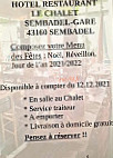 Le Chalet menu