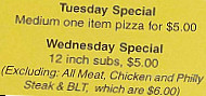 Jimmy's Pizza menu