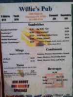 Willies Pub menu