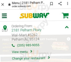 Subway menu