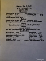 Master's Grill menu