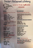 Frazier's Bakery menu