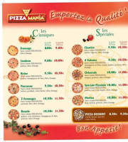 Pizza'mania menu