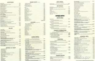 Irashai Japanese menu