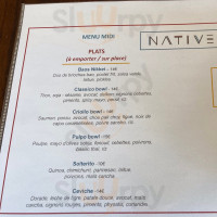 Natives menu