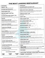 The Boat Landing menu