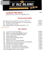 O'riz Blanc menu