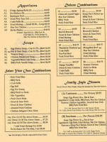 Benny Huie's menu