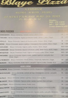 Blaye Pizza menu