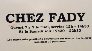 Chez Fady menu