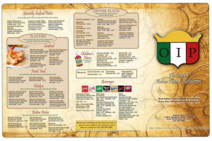 Original Italian Pizza menu